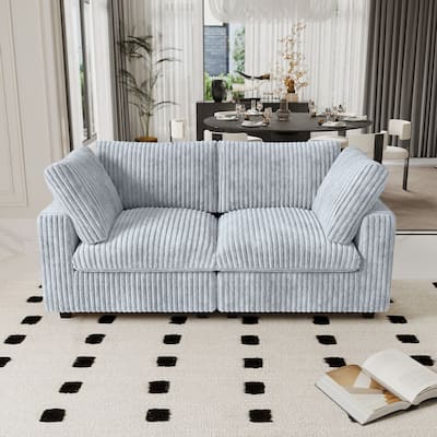 78.74" Modular Sectional Couches, Plush Deep Seat Sleeper Sofa with Removable Covers