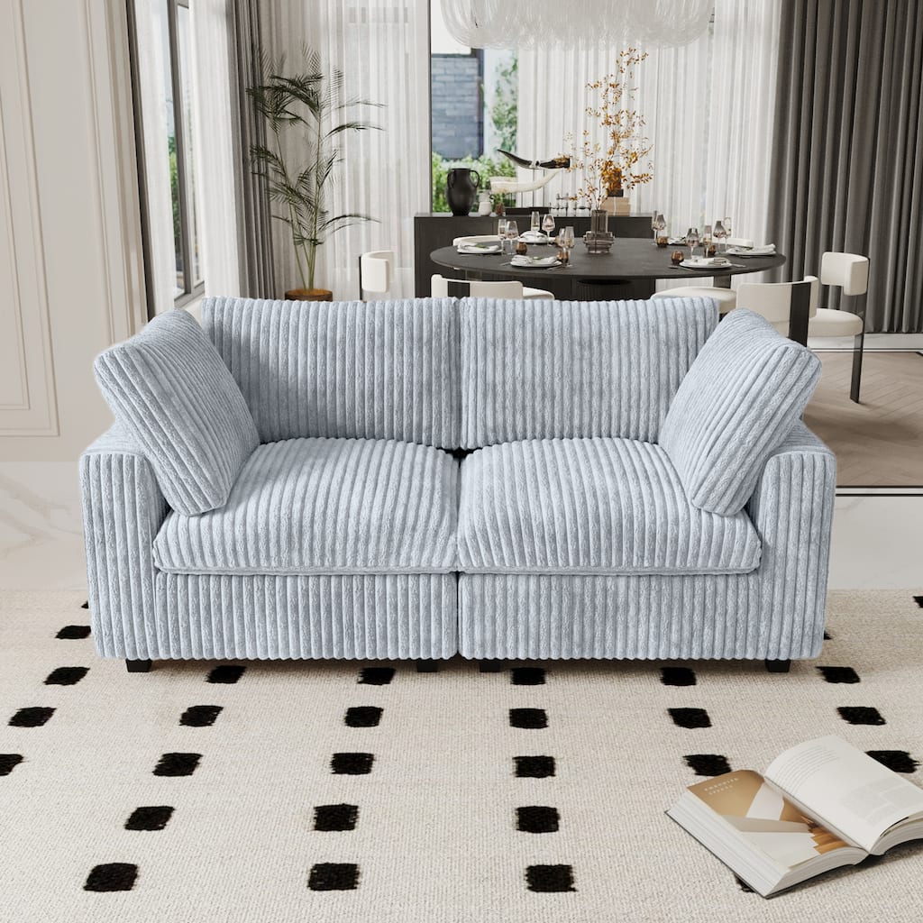 78.74" Modular Sectional Couches, Plush Deep Seat Sleeper Sofa with Removable Covers