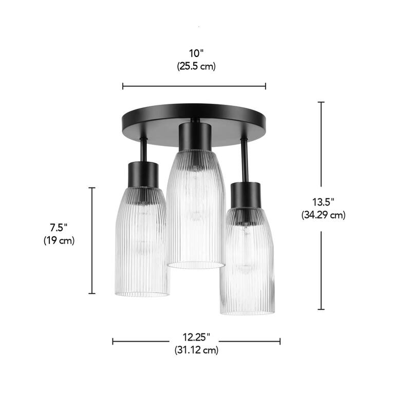 Globe Electric 91009615 Tulip 3 Light 13" Wide Semi-flush Ceiling