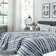preview thumbnail 1 of 5, Blue Stripe Polyester Queen Quilted Blanket 60 in. x 80 in. Blue Stripe