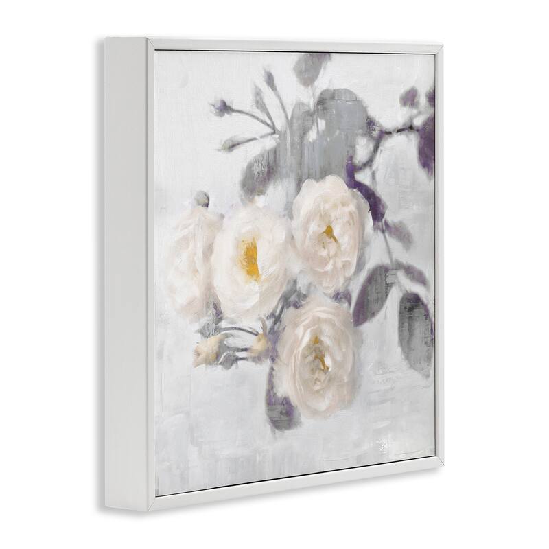Stupell White Blooms on Grey Framed Giclee Art Design By Emily Ford
