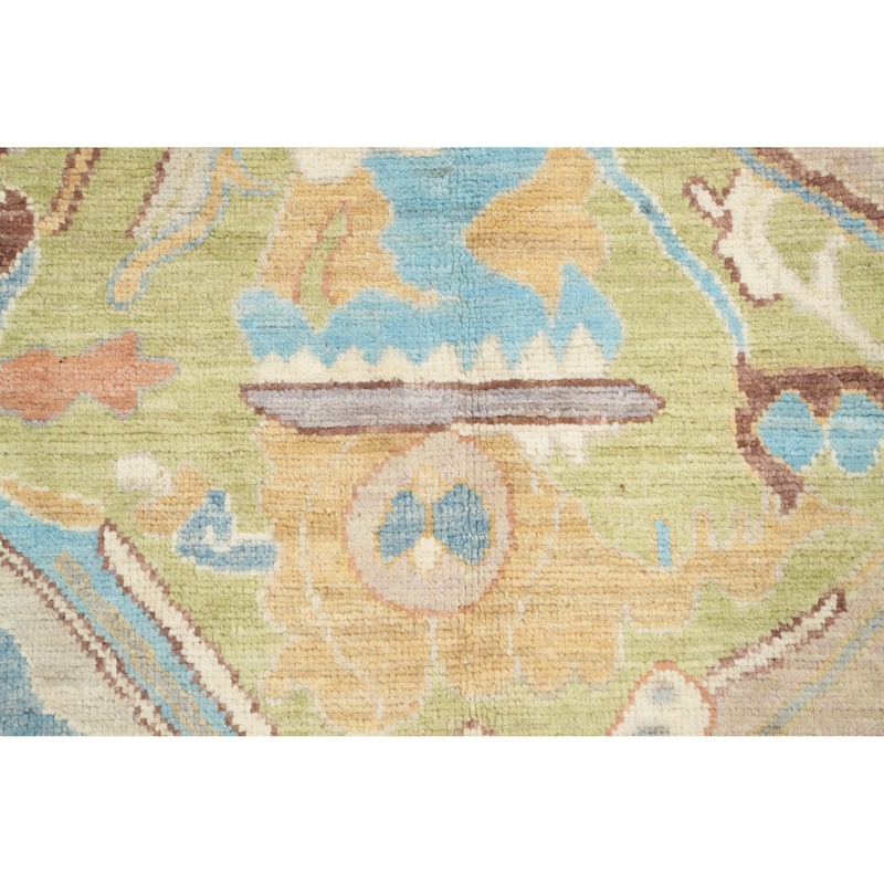 Hand Knotted Oriental 100% Wool Carpet Transitional Geometric Multi-Colored Oushak Area Rug - 9' 9'' X 8' 4''