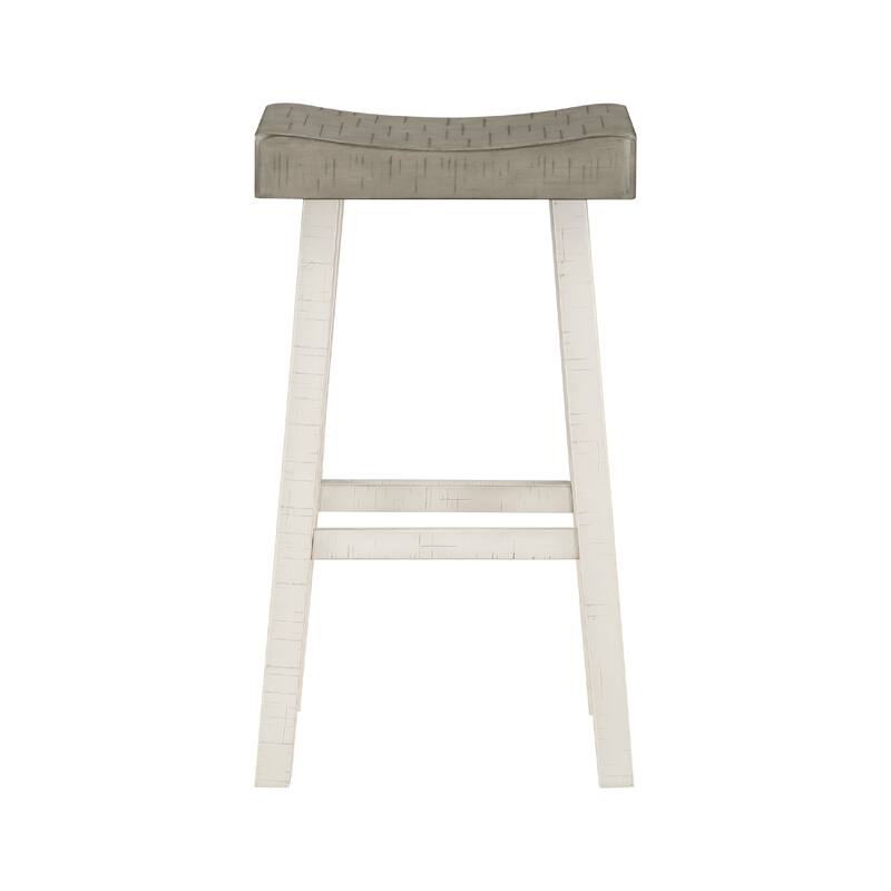Casy 4pc Bar Height TableSet, 3 Contour Seat Stools, White Brown Wood