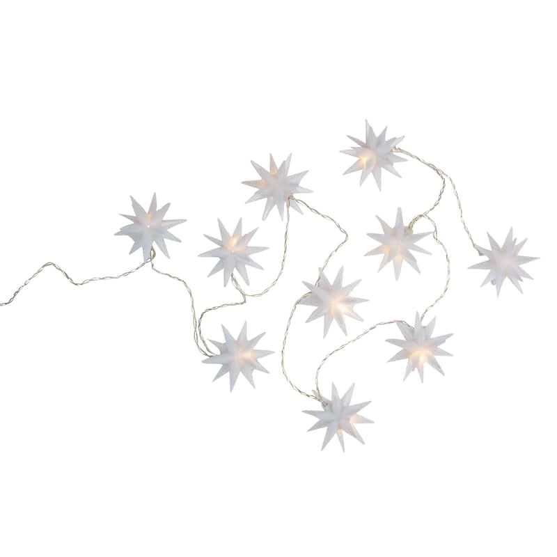 10-Count LED White Star Christmas Fairy Lights 5.25ft Copper Wire - 5.25'