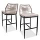 preview thumbnail 1 of 8, Rattan Height Bar Stools with Back and Cushions Set of 2 Grey
