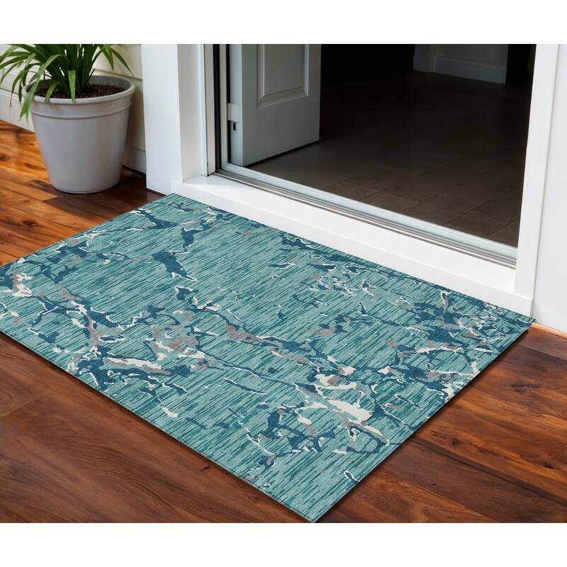 HomeRoots Striped Transitional Rectangle Outdoor Rug - 3' x 5'