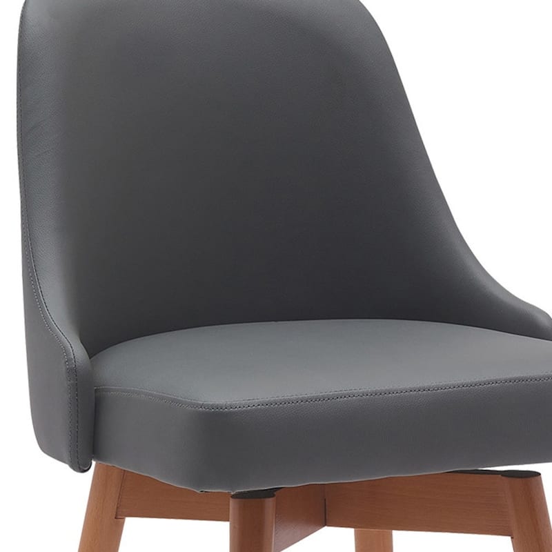 Faux Leather Swivel Bar Chair with Solid Wood Base and Footrest