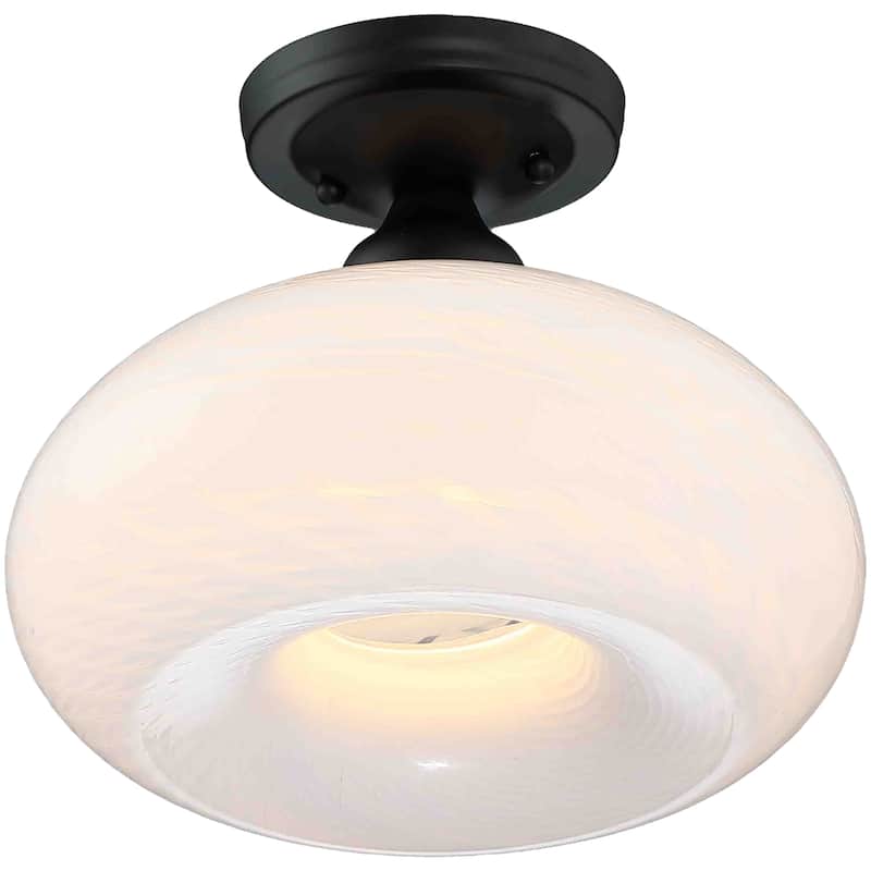 1-Light Metal Flush Mount Light Glass Ceiling Lights