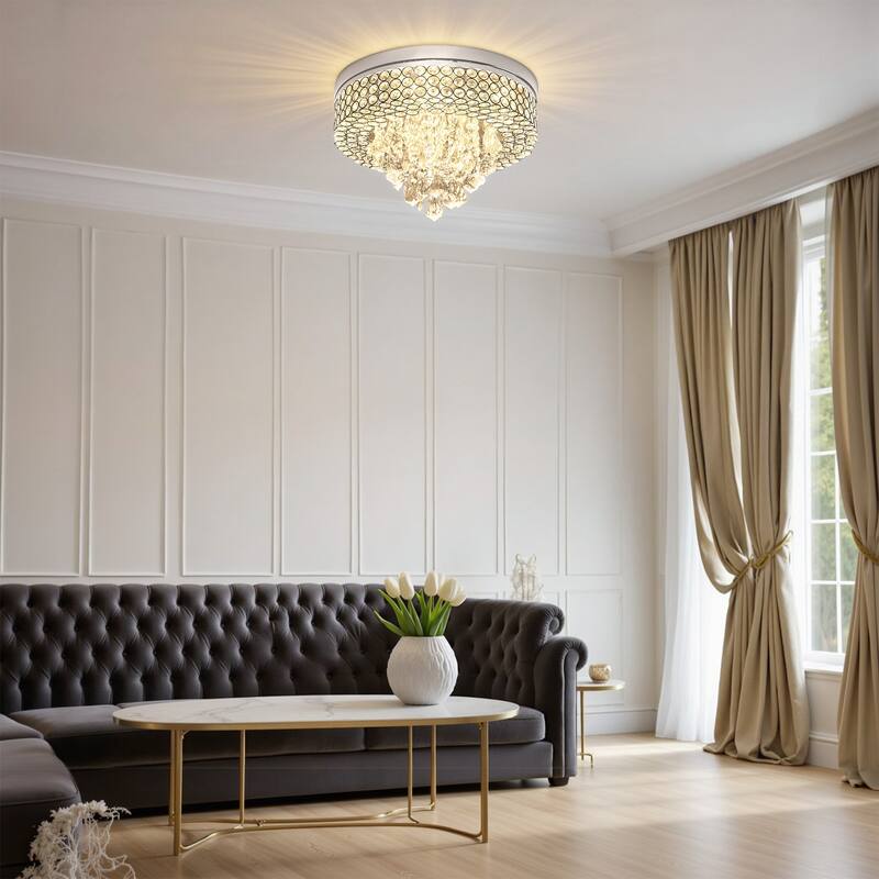 GetLedel 4-Light Modern Glam Crystal Flush Mount