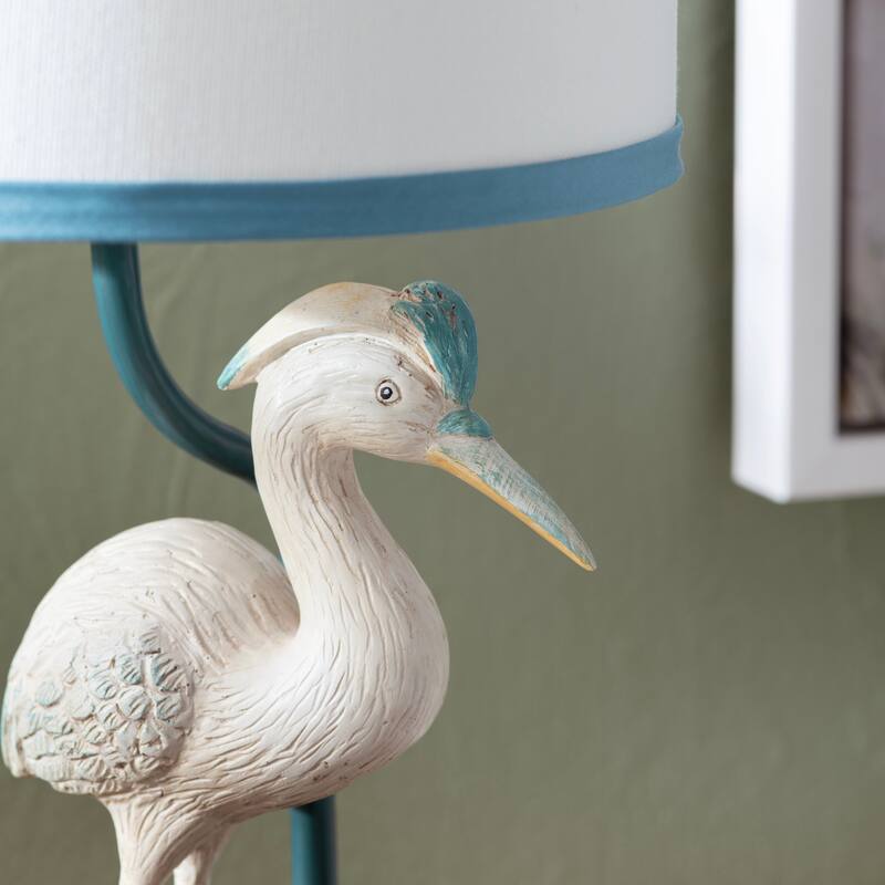 22"H Navy Blue And White Coastal Bird Table Lamp - 11" x 11" x 22"