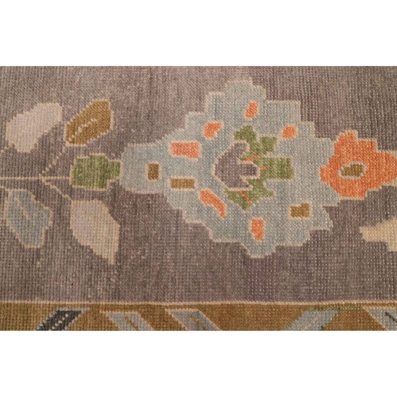 ECARPETGALLERY Hand-knotted Modern Oushak Dark Grey Wool Rug - 9'9 x 13'9