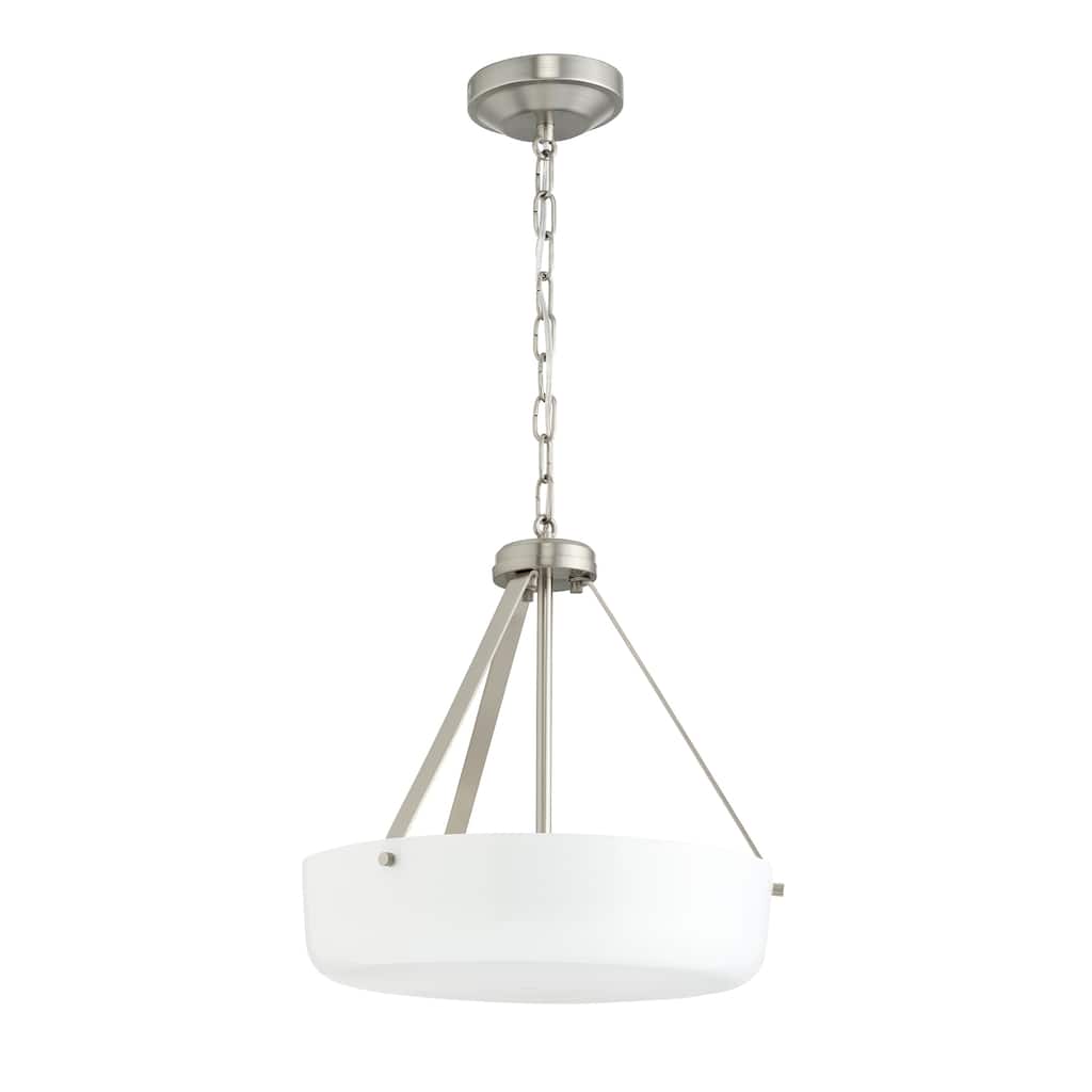 Lieon Two-Light Convertible Pendant with White Glass - Brushed Nickel - 16