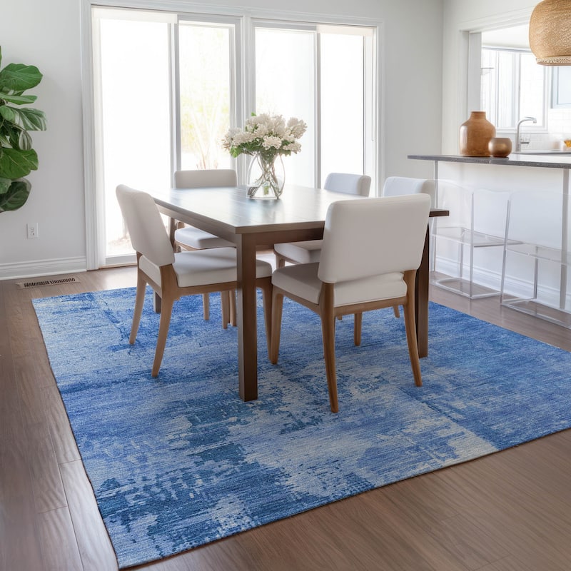 Machine Washable Indoor/ Outdoor Abstract Modern Chantille Rug