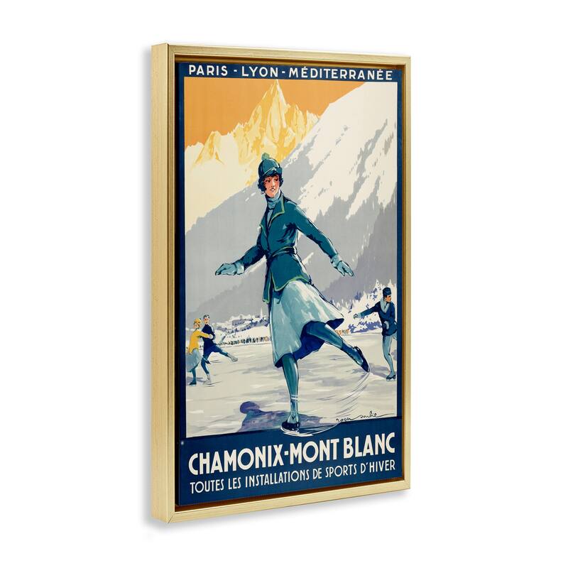Stupell Vintage Ice Skating Advertisement Framed Floater Canvas Wall Art Design By Marcus Jules