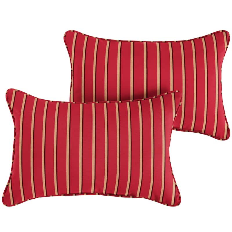 Sorra Home Sunbrella Harwood Crimson Corded Indoor/ Outdoor Pillows (Set of 2) - 12 in x 24 in