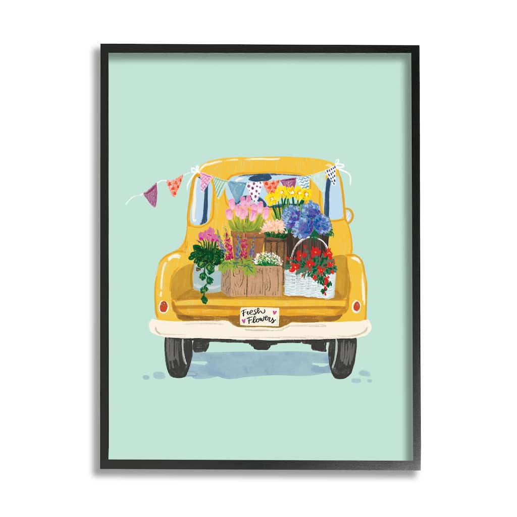 Stupell Countryside Blooms Basket Market Sale Rustic Yellow Truck Framed Giclee Art Design By Ilaria Benedetti