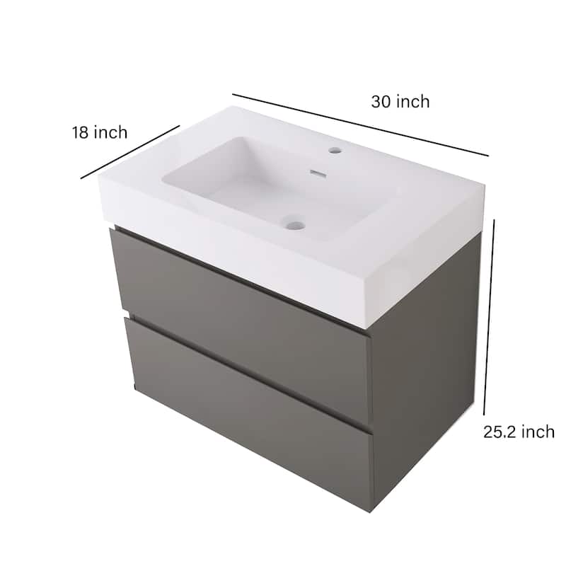 Floating Bathroom Vanity with Solid Surface Top