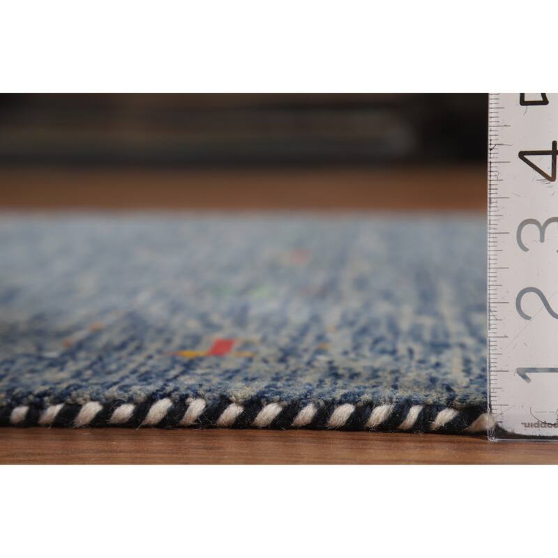 Hand Knotted Oriental 100% Wool Carpet Tribal Animal Pictorial Navy Blue & Blues Gabbeh Area Rug - 5' 10'' X 3' 11''