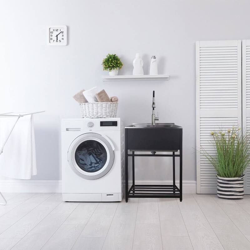 Transolid TFH-2522 25-in. Stainless Steel Laundry Sink with Wash Stand