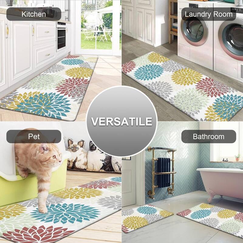 Anti Fatigue Kitchen Rug Sets 2 Piece Non Slip Kitchen Mats - 17.3"x48"+17.3"x28"-0.4"Th