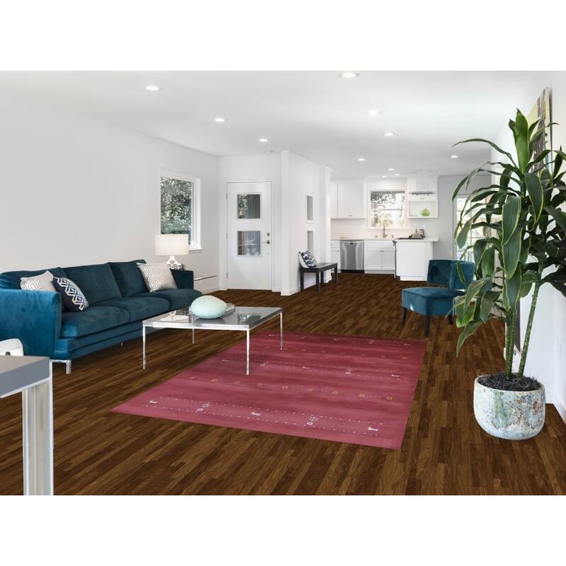 Hand Knotted Oriental 100% Wool Carpet Tribal Animal Pictorial Red Gabbeh Area Rug - 7' 8'' X 4' 11''