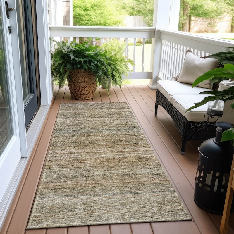 Machine Washable Indoor/ Outdoor Ombre Solid Chantille Rug