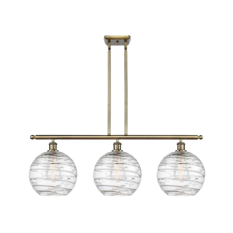 Innovations Lighting Athens Deco Swirl 3 Light 37" Stem Hung Island Light - Antique Brass