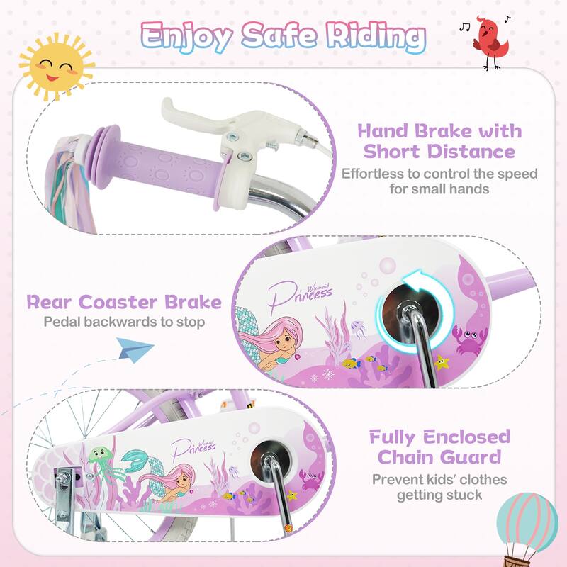 Gymax 18'' Kids Bike Toddler Bicycle w/ Training Wheels Hand & Coaster