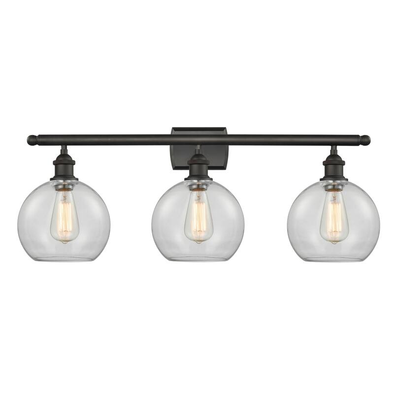 Innovations Lighting Athens 3 Light 26" Bath Vanity Light - 8" Shade - Clear/Oil Rubbed Bronze