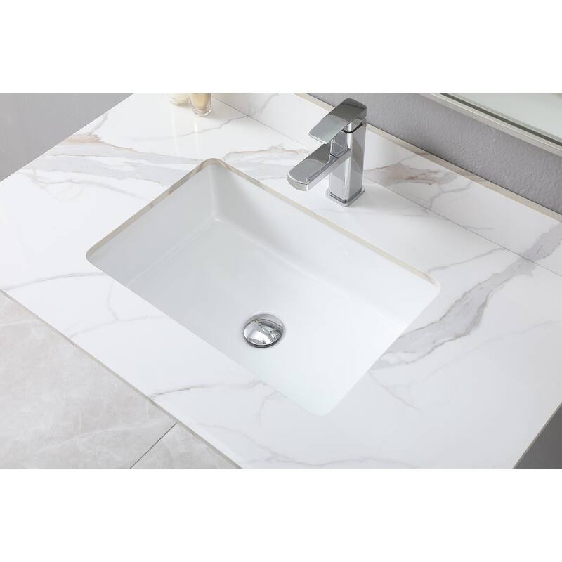 31 in./ 37 in./ 43 in. Carrara Gold Engineered Stone Bathroom Vanity Top with Ceramic Sink
