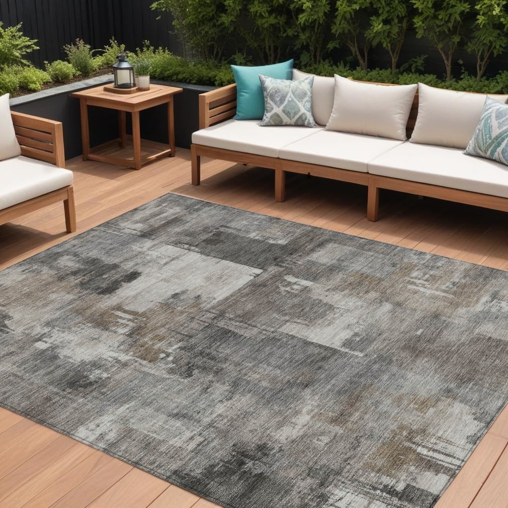 HomeRoots Abstract Transitional Rectangle Outdoor Rug