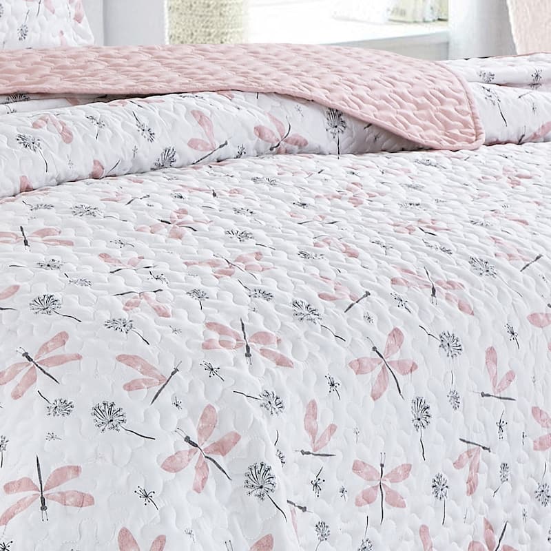 2/3 Pcs Kids Dragonfly and Dandelion Print Quilt Set