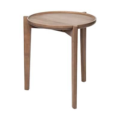 Cleaver I Medium Brown Solid Wood Round Accent Table