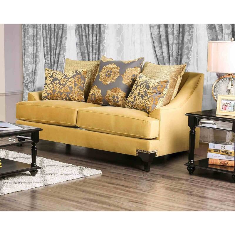 Traditional Gold Finish Slpoed Arm Love Seat 1PC