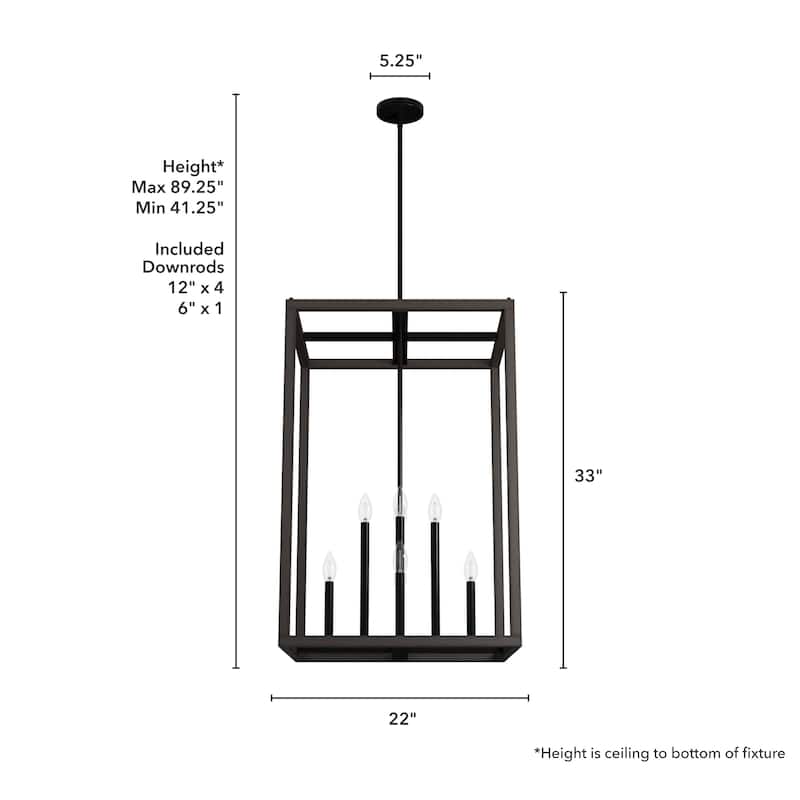 Hunter Squire Manor Pendant - Foyer, Island, Dining Room - Candle, Cage, Modern Farmhouse, Lantern