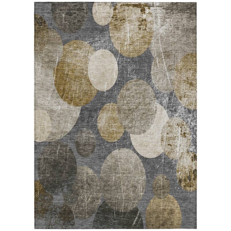 Vana Modern Art-Inspired Weather Resistant Blended Style Runner Outdoor Rug