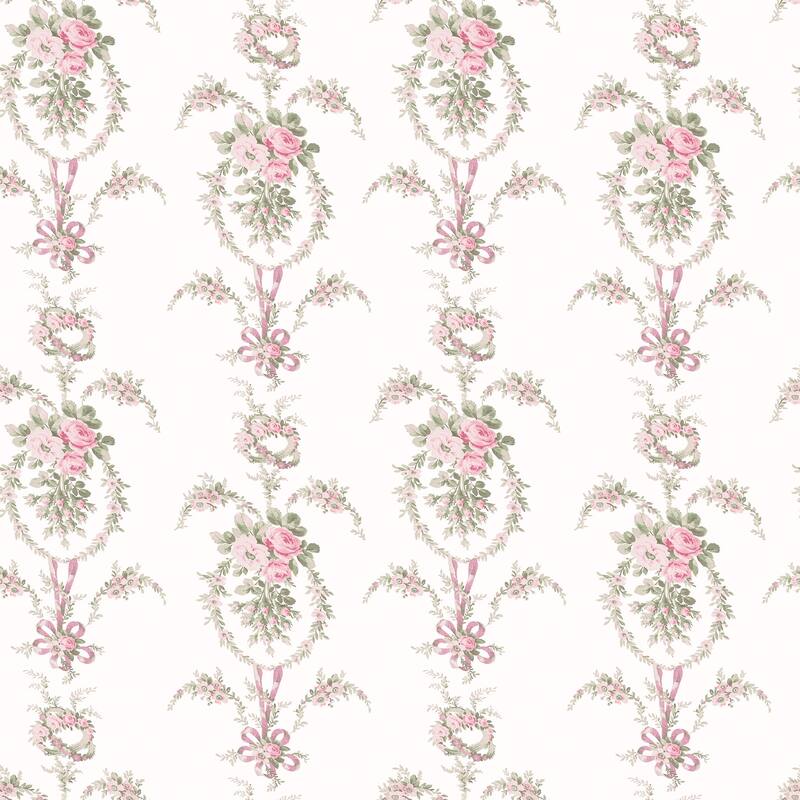 LoveShackFancy Rose Cheeks Party Pink Floral Cluster Wallpaper