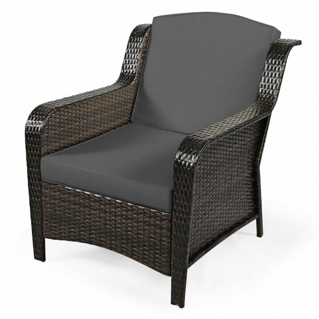 5 Pieces Patio Rattan Sofa Set with Cushion and Ottoman - 51" x 33.5" x 33" (L x W x H)