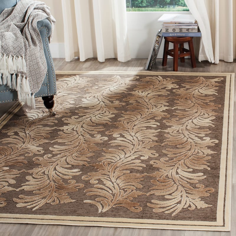 Martha Stewart by SAFAVIEH Handmade Plume Stripe Viscose Rug - 4'  x  5'7" - Brown - Rectangle