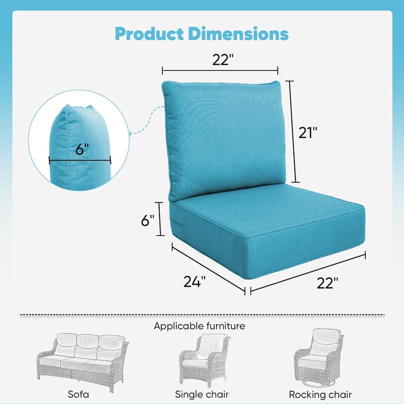 Pocassy 22"x24"x6" Inch Thick Cushions Indoor Outdoor Pillows Cushion