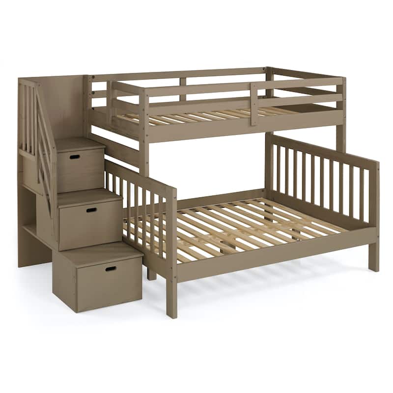 Acadia Twin-over-Full Solid Wood Bunk Bed with Staircase