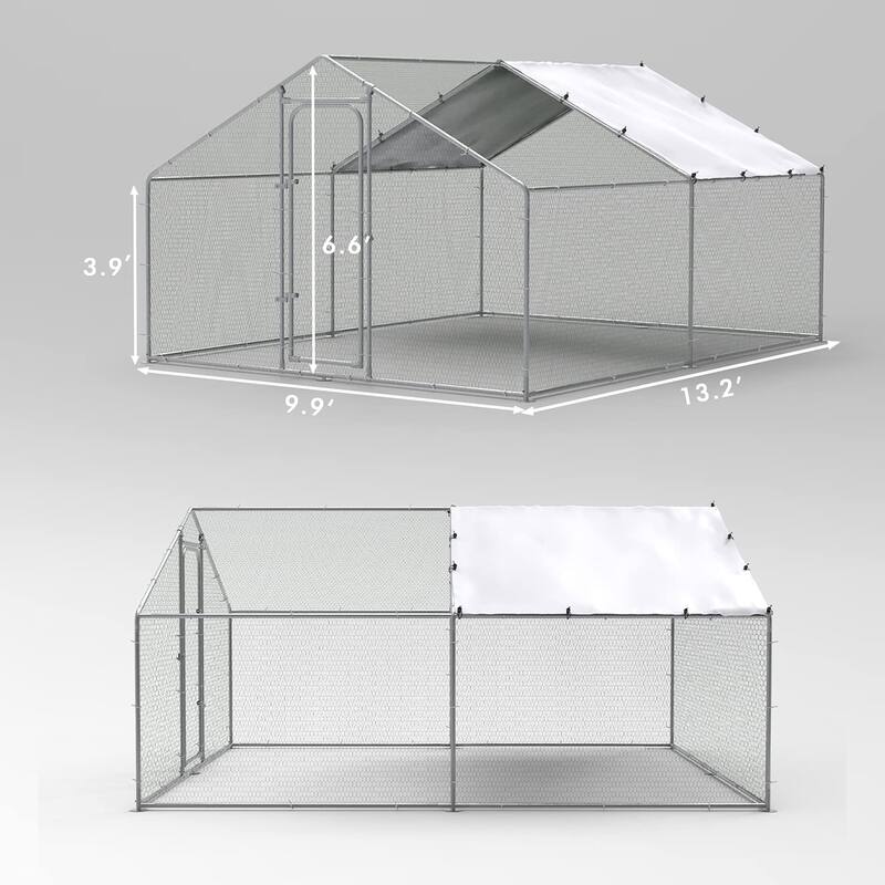 BOSSIN Bold Chicken Coop Run Large Metal Chicken Pen OutdoorPoultry Cage Spire Shape Heavy Duty Walkin for Yard with Waterproof