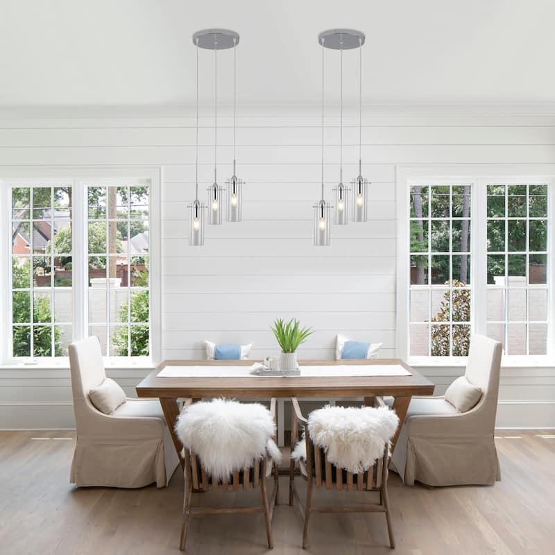 60 -Watt 3-Light Simple Pendant Light with Clear Glass Shade for ‎Kitchen, Bedroom, Living Room - N/A
