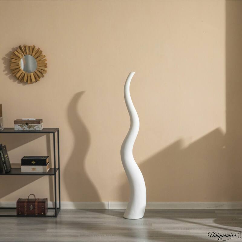 Tall Ceramic White Animal Horn Floor Vase Elegant for Entryway Dining Living Room Decor Statement Piece with Distinctive Antler