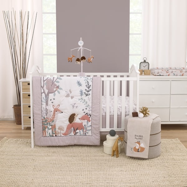 slide 2 of 5, Little Love by NoJo Woodland Meadow 3 Piece Crib Bedding Set