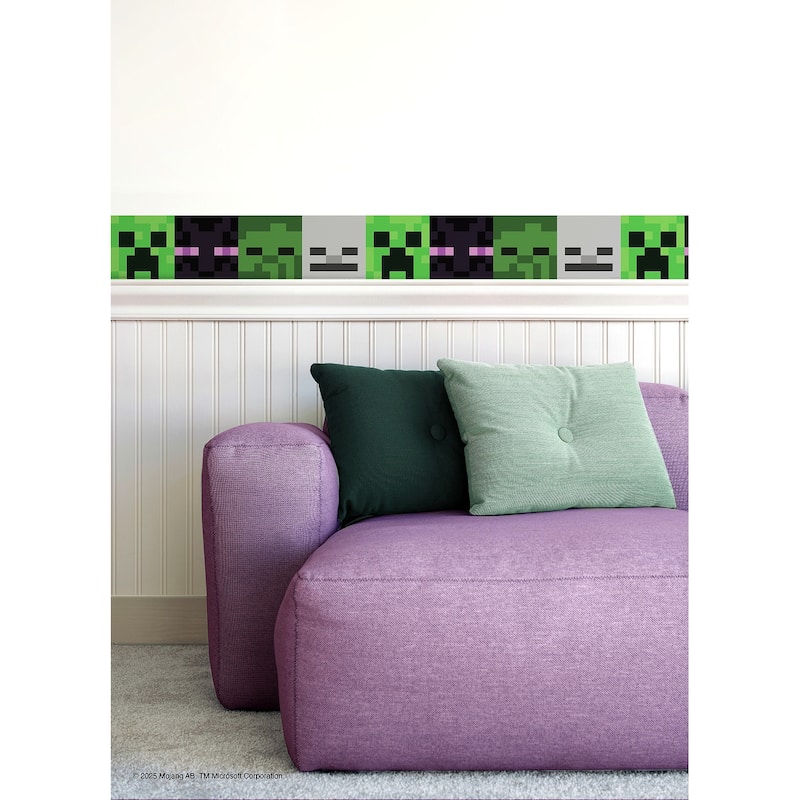 RoomMates Minecraft Hostile Mobs Peel and Stick Border