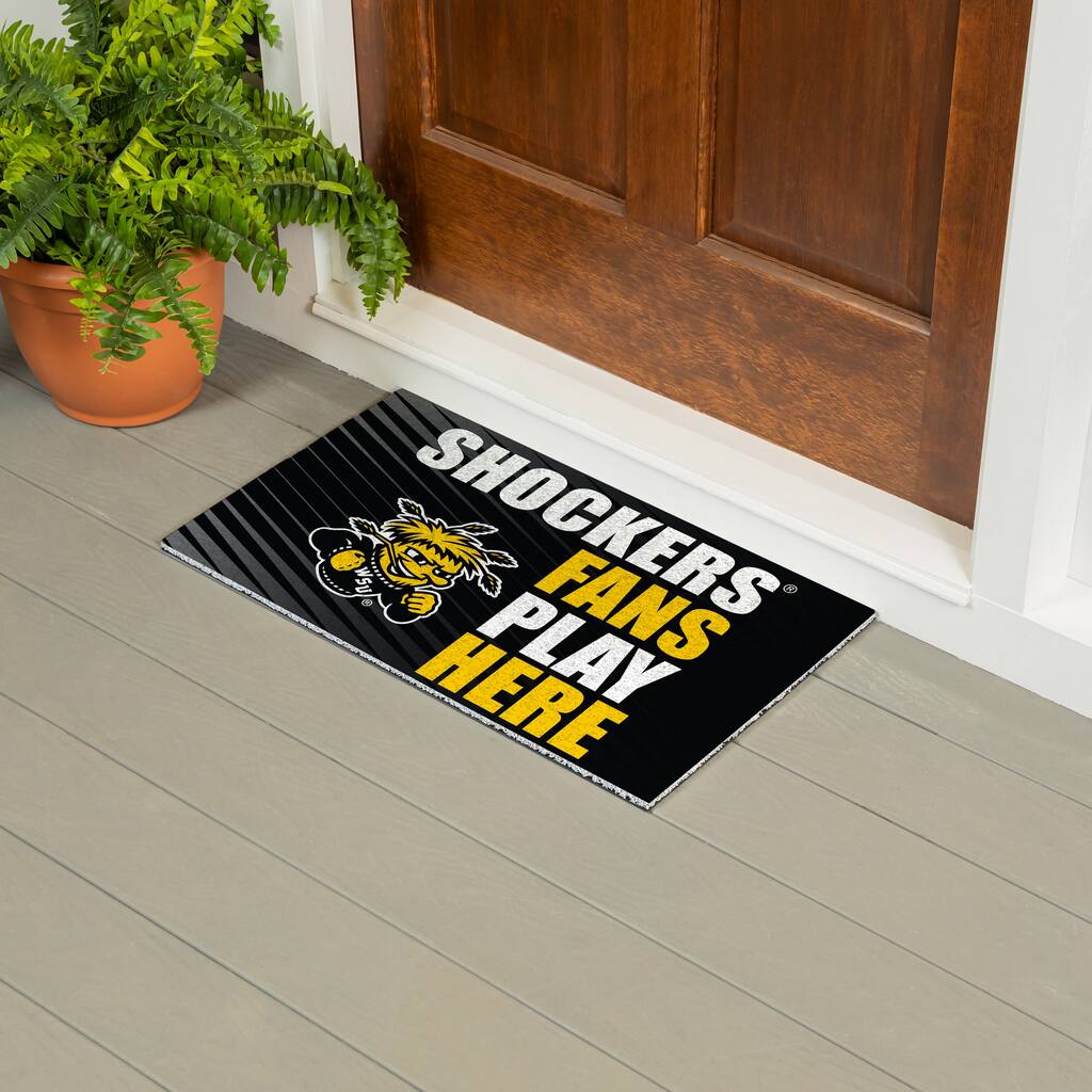 28 in. x 16 in. Wichita State University "Fans Play Here" PVC Door Mat