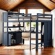 preview thumbnail 13 of 21, Wood Full Size Loft Bed with Cabinet and Bookshelf,Wardrobe and Desk for Kids For Home Dark Blue