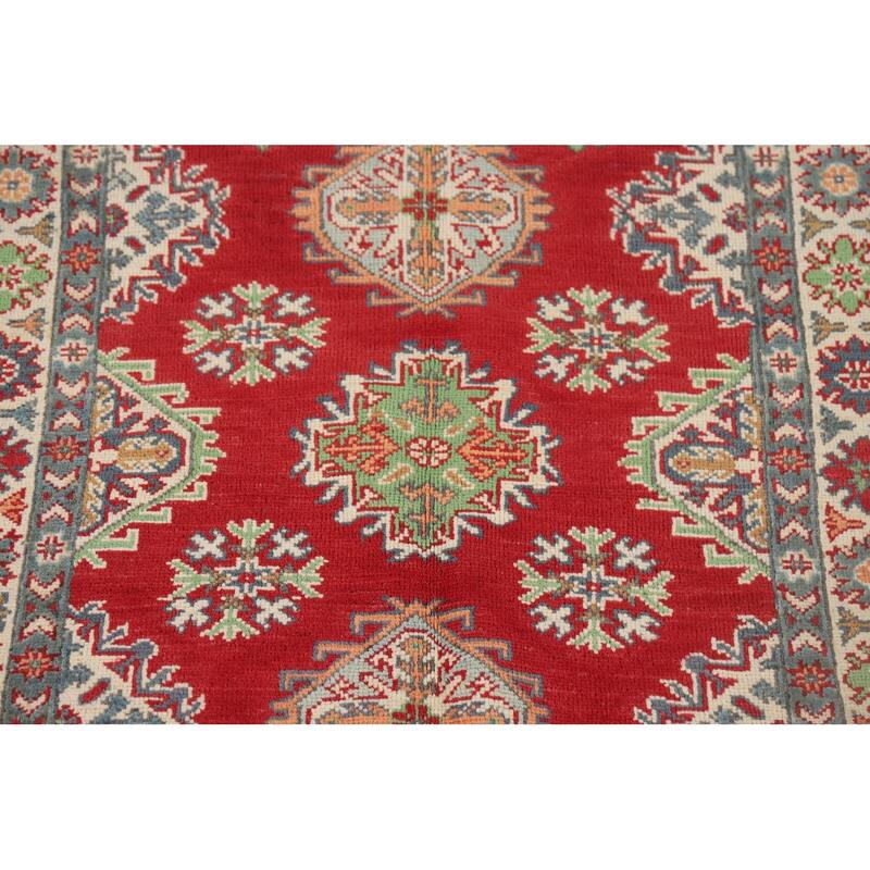 Red Kazak Foyer Rug Handmade Oriental Wool Carpet - 3'4" x 4'11"