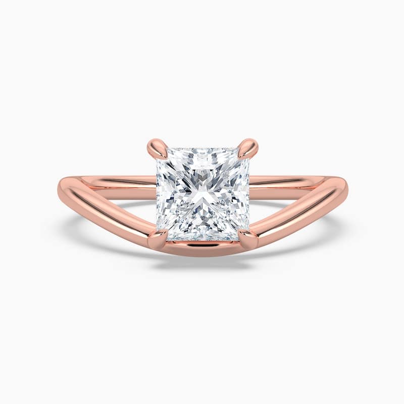 Auriya 14K Gold Lab Grown Diamond Princess Cut Curved Solitaire Engagement Ring 1.00 - 5.00ct. tw. (F-G, VS) - 1.50 carats - 7 - Rose